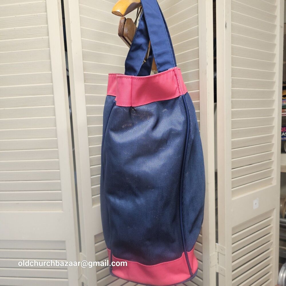 Navy Blue & Red NIKE Swooh Mesh Bag, Beach, Gym, Tote, Carry-On - Picture 3 of 11